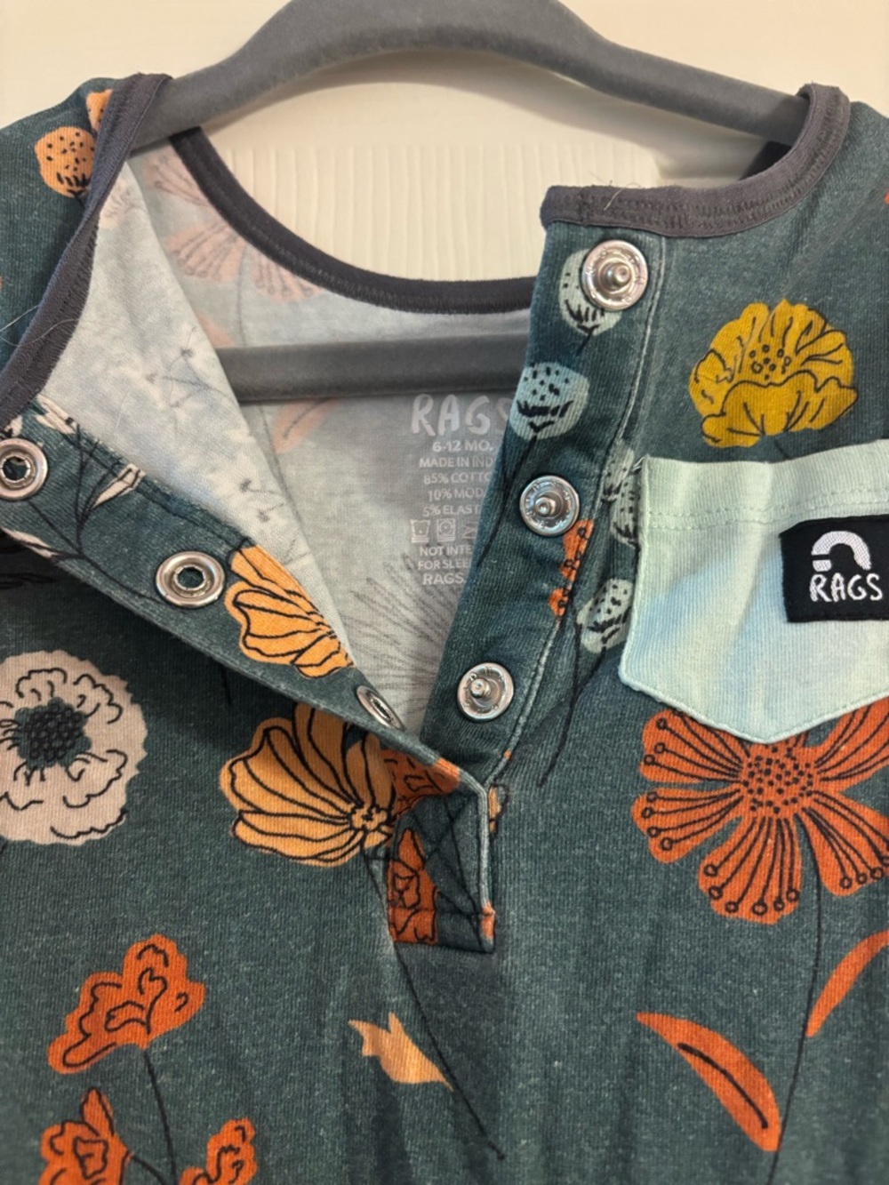 RAGS Floral Short-Sleeve Romper 6-12 months - Picture 3 of 4